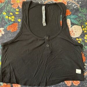 Vuori Black Ribbed Tank Top cropped